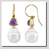 Pearl Earrings with Gemstones